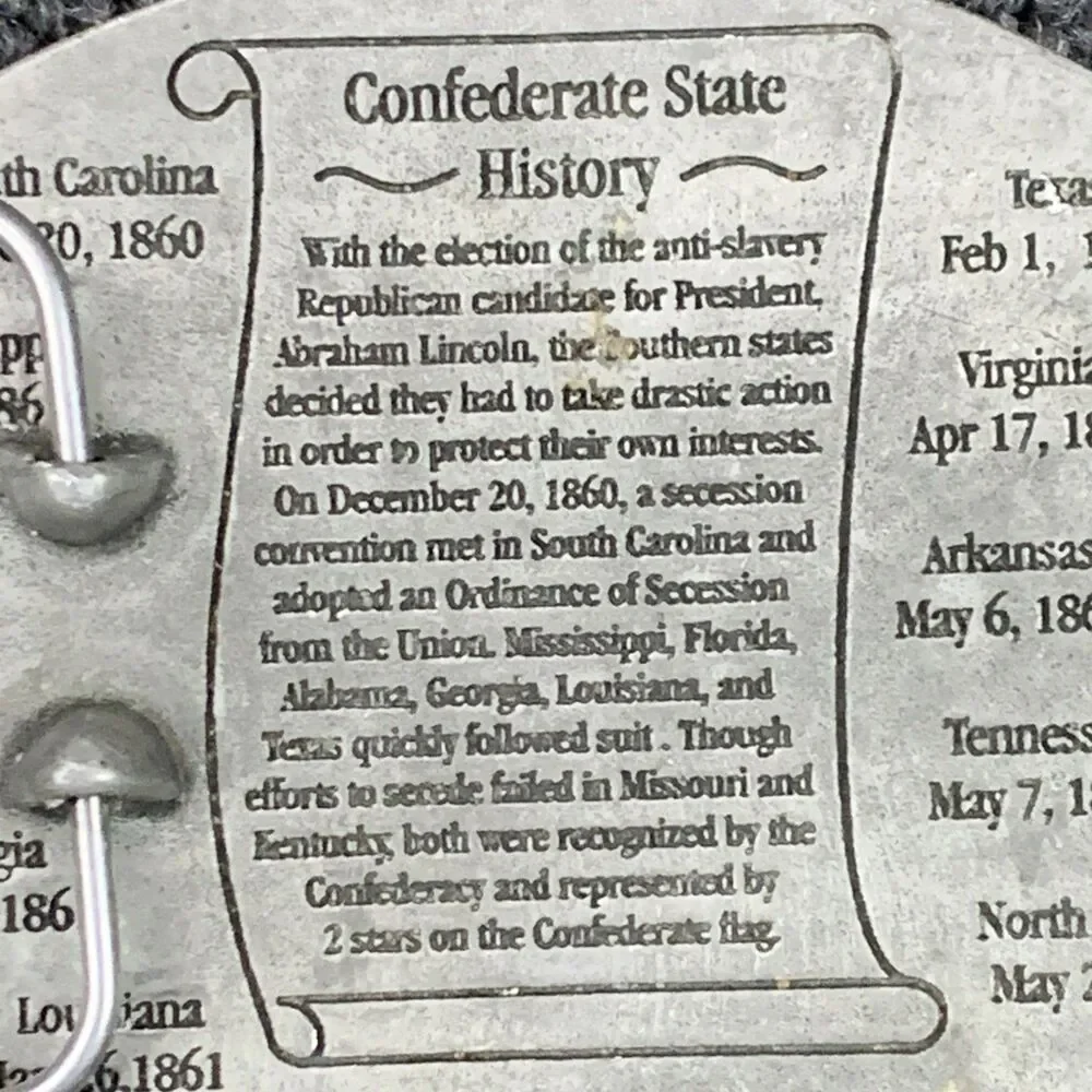 Vtg Enchantmint 1999 Louisiana Civil War State History Belt Buckle Pewter Flag